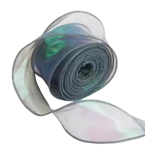 Schillerndes Organza-Chiffonband, 4 cm x 40 m, durchscheinendes Organza-Blumenstraußband, für Geschenke und Blumensträuße, Grün von CSXMONEY