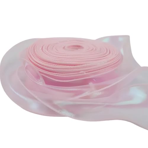 Schillerndes Organza-Chiffonband, 4 cm x 40 m, durchscheinendes Organza-Blumenstraußband, für Geschenke und Blumensträuße, Rosa von CSXMONEY