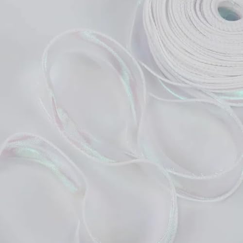 Schillerndes Organza-Chiffonband, 4 cm x 40 m, durchscheinendes Organza-Blumenstraußband, für Geschenke und Blumensträuße, Weiß Schillerndes Organza-Chiffonband, 4 cm x 40 m, durchscheinendes Organza-Blumenstraußband, für Geschenke und Blumensträuße, Weiß von CSXMONEY