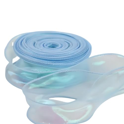 Schillerndes Organza-Chiffonband, 4 cm x 40 m, durchsichtiges Organza-Blumenstraußband, für Geschenke und Blumensträuße, Blau von CSXMONEY