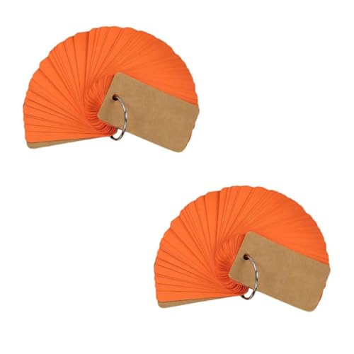 Wimpernkarten, 2 Stück, 50 Revisionskarten, Karteikarten, Mini-Notizblöcke, leere Lernkarten, mit Metallbinderring (Orange) von CSXMONEY