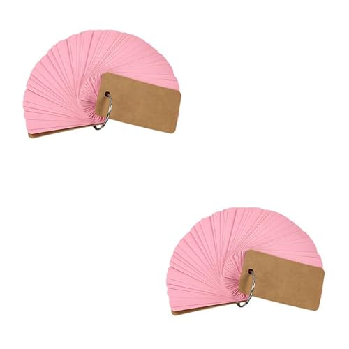 Wimpernkarten, 2 Stück, 50 Revisionskarten, Karteikarten, Mini-Notizblöcke, leere Lernkarten, mit Metallbinderring (Rosa) von CSXMONEY