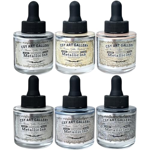 CSY Art Gallery Professional Acrylfarben - Ink, Set - 6 Farben a 30 ml Tusche Perlglanz (Galaxy Starlight Set) von CSY art gallery