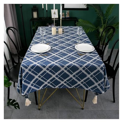 Tischdecke, Tischtuch, Tischdecke mit Quaste, Tischschutz for Esszimmer im Innen- und Außenbereich(Navy,135x135cm(53X53in)) von CSYQPDMBDL