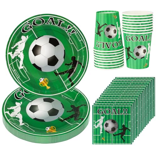 Fußball Partygeschirr Set 52 Stück, 16 Personen Grüner Rasen Deko für Fußball Liebhaber Fußball Pappteller Becher Papierserviette für Kindergeburtstag Fußball Partygeschirr Set 52 Stück, 16 Personen Grüner Rasen Deko für Fußball Liebhaber Fußball Pappteller Becher Papierserviette für Kindergeburtstag von CSYY