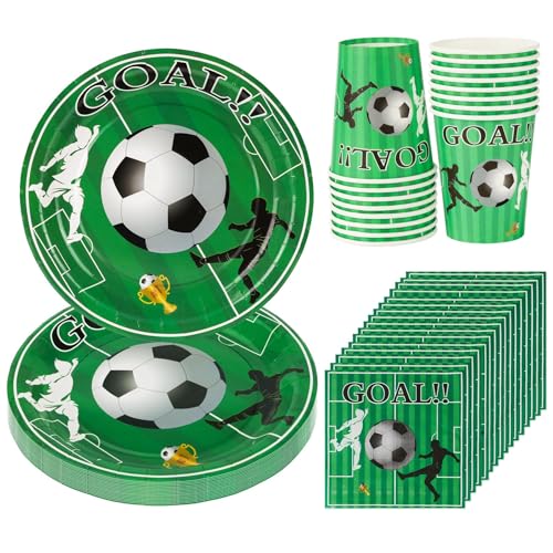 Fußball Partygeschirr Set 52 Stück, 16 Personen Grüner Rasen Deko für Fußball Liebhaber Fußball Pappteller Becher Papierserviette für Kindergeburtstag Fußball Partygeschirr Set 52 Stück, 16 Personen Grüner Rasen Deko für Fußball Liebhaber Fußball Pappteller Becher Papierserviette für Kindergeburtstag von CSYY