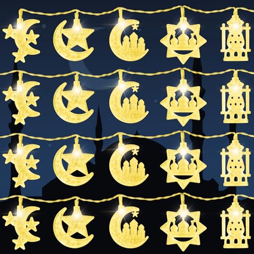 Lichterkette Ramadan, Eid Laternen Dekorationen 3M 9.85ft 20LEDs Eid Mubarak Mond Stern Kerosin Laterne Lichterkette Batteriebetrieben Blinkende Lichter Dauerlicht Haus Garten Terrasse Innen Außen Lichterkette Ramadan, Eid Laternen Dekorationen 3M 9.85ft 20LEDs Eid Mubarak Mond Stern Kerosin Laterne Lichterkette Batteriebetrieben Blinkende Lichter Dauerlicht Haus Garten Terrasse Innen Außen von CSYY