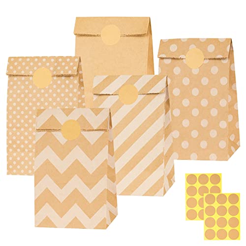 Papiertüten Braun, 20 Stück Geschenktüten Braun Tüten Papier mit 24 Aufkleber, Papiertüten zum Verpacken von Weihnachtsgeschenken, Giveaways, Kindergeburtstagen von CSYY