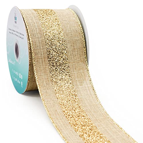 CT CRAFT LLC Braunes Juteband mit goldfarbenen Streifen, Geschenkband, Drahtband für Heimdekoration, Geschenkverpackungen, Bastelarbeiten, 6,3 cm x 9,1 m x 1 Rolle CT CRAFT LLC Braunes Juteband mit goldfarbenen Streifen, Geschenkband, Drahtband für Heimdekoration, Geschenkverpackungen, Bastelarbeiten, 6,3 cm x 9,1 m x 1 Rolle von CT CRAFT LLC
