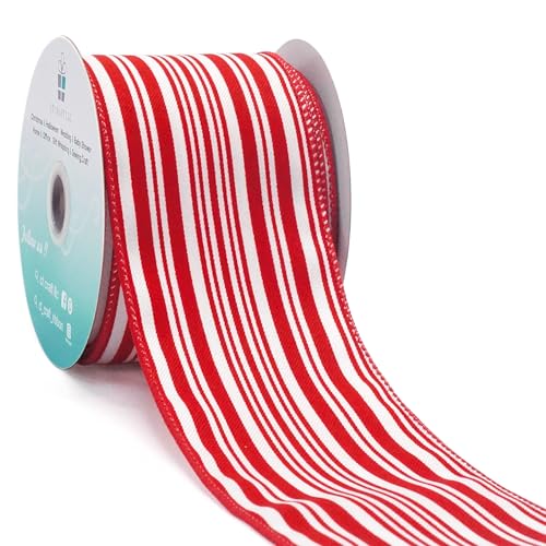 CT CRAFT LLC Rot-weiß gestreiftes Drahtband – 6,3 cm breit x 9,1 m lang, dekoratives Stoffband für Bastelarbeiten, Geschenkverpackungen und Urlaubsdekoration CT CRAFT LLC Rot-weiß gestreiftes Drahtband – 6,3 cm breit x 9,1 m lang, dekoratives Stoffband für Bastelarbeiten, Geschenkverpackungen und Urlaubsdekoration von CT CRAFT LLC