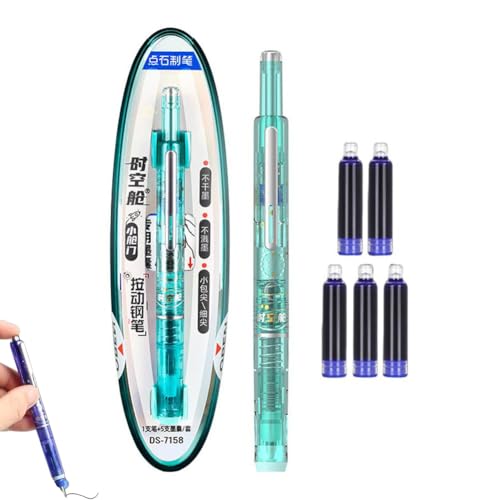 CTDWNT Füllfederhalter, einziehbar, 0,38 mm, blaue und schwarze Tinte, transparenter Schaft, inklusive 5 nachfüllbaren Tintenpatronen, glattes Schreiben, kein Auslaufen, mittlere Feder für CTDWNT Füllfederhalter, einziehbar, 0,38 mm, blaue und schwarze Tinte, transparenter Schaft, inklusive 5 nachfüllbaren Tintenpatronen, glattes Schreiben, kein Auslaufen, mittlere Feder für von CTDWNT