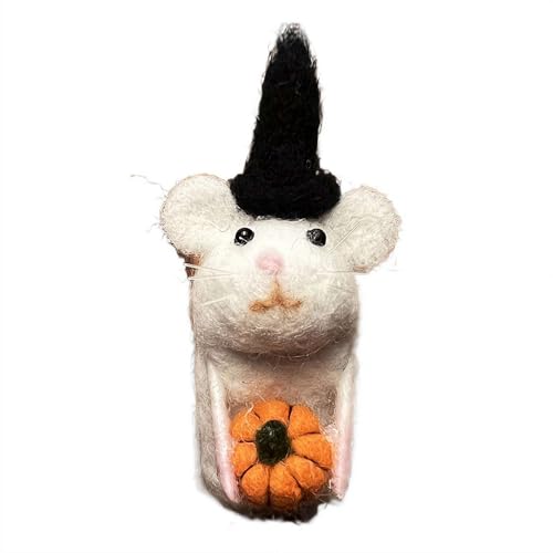 CTDWNT Halloween-Maus mit Kürbis, niedliche Filz-Mäuse-Figur für Halloween und Weihnachten, Nadelfilz-Kürbis-Tierdekoration, Kürbis-Maus-Sammelfigur (A) von CTDWNT