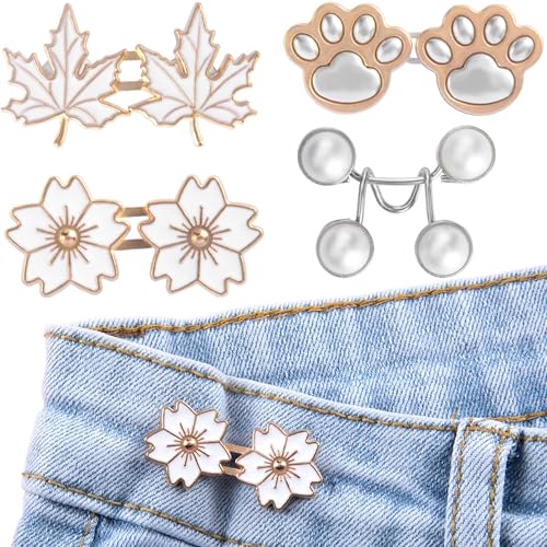 CTEAKOP Hosen-Taillenspanner aus Metall, verstellbar, für Damen, Jeans-Einsteller, Jeansknöpfe für lose Jeans, 4 Stile, 4 Stück von CTEAKOP