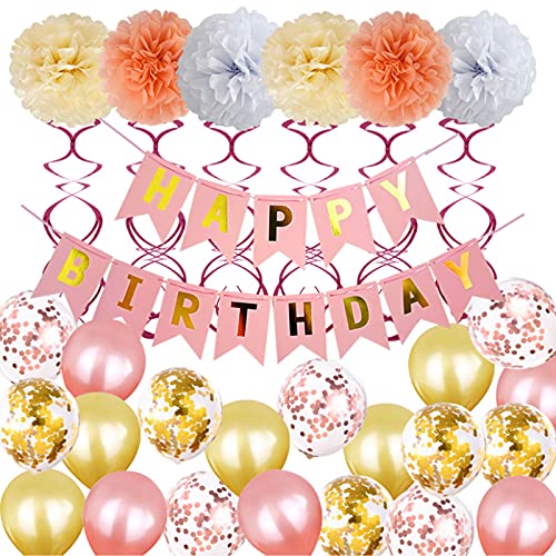 30 Stück Konfetti Ballon, Geburtstagsdeko Rosegold, Happy Birthday Girlande Ballons, Geeignet zum Dekorieren von Geburtstagsfeiern und Themenpartys für Mädchen(Roségold) von CTForest