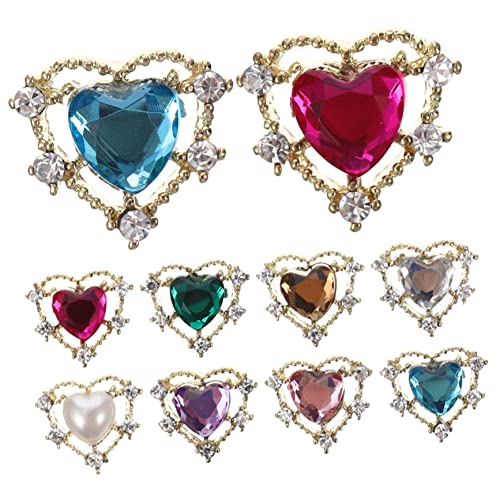 CTIRCHIU 10Stücke Herz Nagelcharms mit Strass für Nageldesign DIY Maniküre Zubehör Bunte Nail Art Dekorationen für Schillernde Nägel und Handwerk CTIRCHIU 10Stücke Herz Nagelcharms mit Strass für Nageldesign DIY Maniküre Zubehör Bunte Nail Art Dekorationen für Schillernde Nägel und Handwerk von CTIRCHIU