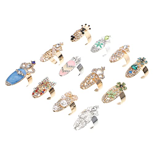 CTIRCHIU 12 Stück Nagelset Ring silberne Nagelringe Ringe für Frauen Kunst UV Reiz bescherung weihnachten geldgeschenke weihnachten fring fingernagelring Maniküre-Charme Legierung von CTIRCHIU
