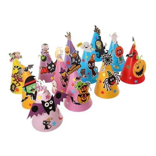 CTIRCHIU 12 Stück Teiliges Halloween Papier DIY Kostümhut Leichte Papphüte zum Basteln Halloween Party Accessoire Kreative Cosplay Mützen für Party Mitgebsel und Dekoration von CTIRCHIU