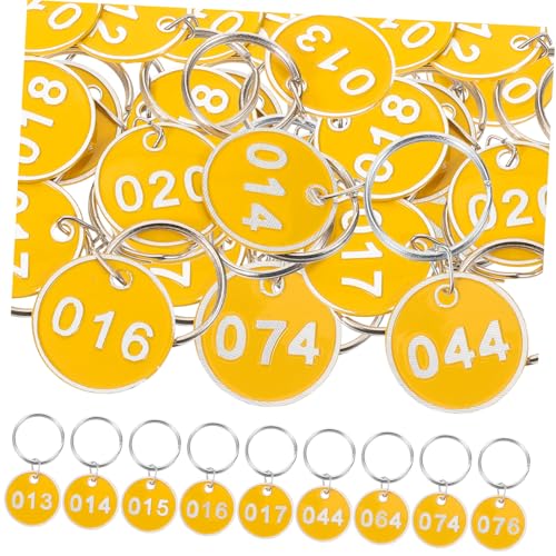CTIRCHIU 1Satz Id Tags Aluminium mit Nummerierten Etiketten Gelb Starke Schlüsselring Etiketten für Hotels Vermieter Immobilienmakler zur Kennzeichnung von CTIRCHIU