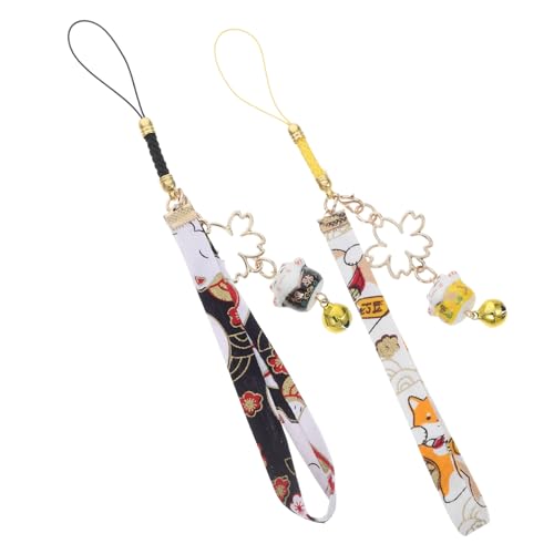 CTIRCHIU 2 Stück Maneki Neko Katzen Schlüsselanhänger mit Glocke Japanischer Glücksbringer für Handy Tasche Auto und Schlüsselbund Verschiedenen Farben von CTIRCHIU