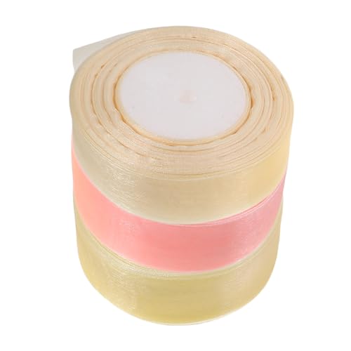 CTIRCHIU 3 Rollen Transparente Organza Bänder Yards Dekoratives Chiffonband für Geschenkverpackungen Hochzeiten Arrangements und Diy Bowmaking von CTIRCHIU