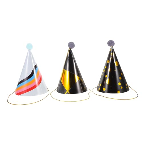 CTIRCHIU 3 Stück Geburtstags Hüte für Goldene Papierhüte mit Pom Poms für Erste Geburtstagsfeiern und Kindergartenabschlüsse für Partys und Feierliche Anlässe von CTIRCHIU