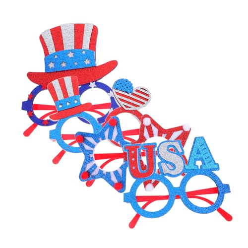 CTIRCHIU 4 Stück Unabhängigkeitstag Brillengestell mit Flaggen Stern Design Leichte Partybrille für Erwachsene Patriotische Fotorequisiten und Feierzubehör zum von CTIRCHIU