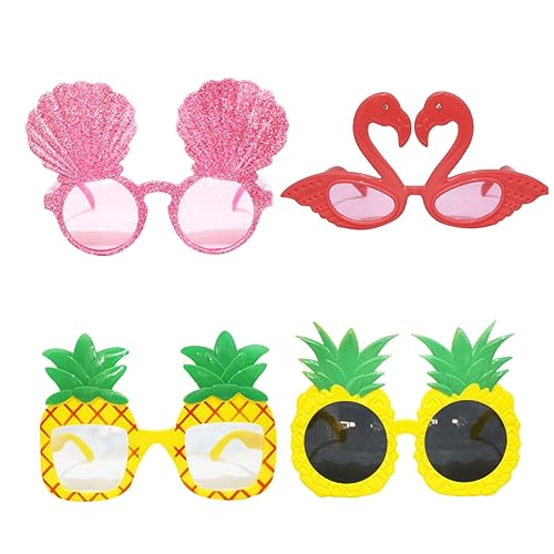 CTIRCHIU 4Stücke Witzige Partybrillen Kreative Foto Requisiten Flamingo Ananas und Meerjungfrau für Erwachsene Feiern von CTIRCHIU