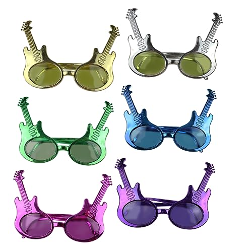 CTIRCHIU 6Stücke Gitarren Partybrillen im Bunten Design Einzigartige Witzige Sonnenbrillen für Strandpartys Fotorequisiten und Feierlichkeiten Leicht Tragbar Partyaccessoires von CTIRCHIU