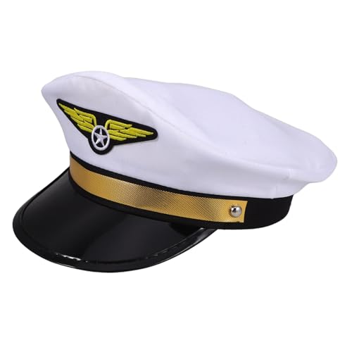 CTIRCHIU Flugzeugpilot Mütze für Erwachsene und Verstellbare Kostümmütze für Halloween Cosplay und Partys Robuste und Bequeme Design Kapitänsmütze CTIRCHIU Flugzeugpilot Mütze für Erwachsene und Verstellbare Kostümmütze für Halloween Cosplay und Partys Robuste und Bequeme Design Kapitänsmütze von CTIRCHIU