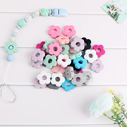 20 Stück Silikon-Blumenperlen, Löcher, Silikon-Blumenperlen, DIY-Perlen, DIY-Zubehör, 20 Stück, wählen Sie die Farbe von CTLH20