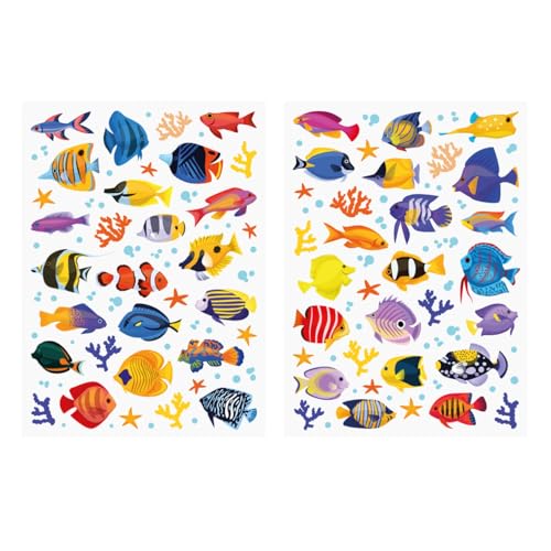 Realistische Fisch-Aufkleber, 133 Stück, 0,4 bis 4,2 cm, Tiere, See, See, Tauchen, Freitauchen, Entdeckung, Hintergrund, Aufkleber, selbstständig, Entdeckung, Lernen, von CTOP