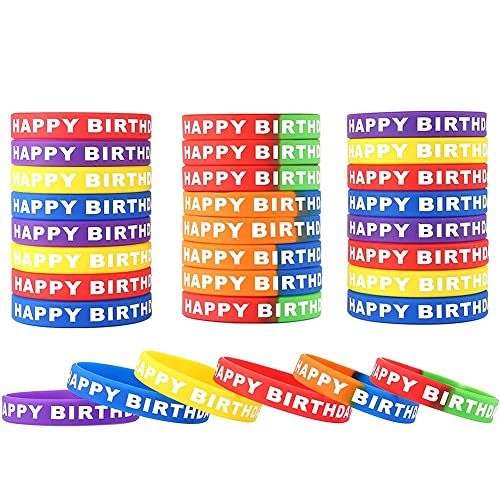 CTRLZS 18 Stück Happy Birthday Gummi-Armbänder, farbige Silikon-Armbänder für Geburtstagsparty, Gastgeschenke, 6 Stile von CTRLZS