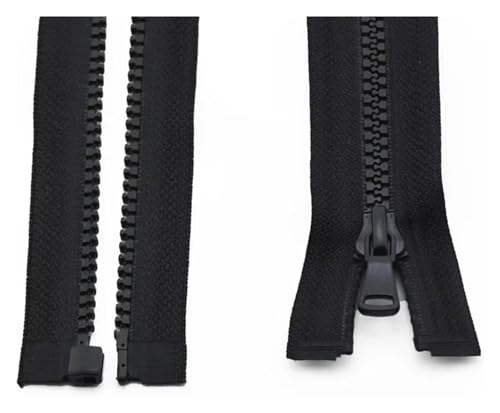 CTRSM Nylon-Reißverschluss, Reißverschluss, Doppel-Silders-Reißverschluss, Harz-Reißverschlüsse mit offenem Ende und automatischer Verriegelung aus Kunststoff for Nähen von Kleidung(Black,50CM) von CTRSM