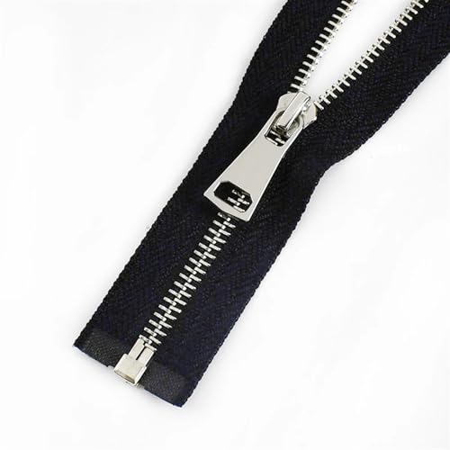 CTRSM Reißverschluss mit Metallzähnen, Reißverschluss Offenes Ende Einzel-/Doppelschieber Langer Reißverschluss Kleidung Jacke Mantel Reißverschluss DIY Nähzubehör(Black-Silver-Single,60cm) von CTRSM