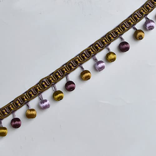 CTRSM Vorhangquasten, Quasten für Aufnähen, 3 Yards Perlen Fransenbesatz Hängende Kugel Fransenband Dekorativer Besatz for Vorhang Lampenschirme Quaste Kleidungsstücke Handarbeit(Dark Purple) von CTRSM