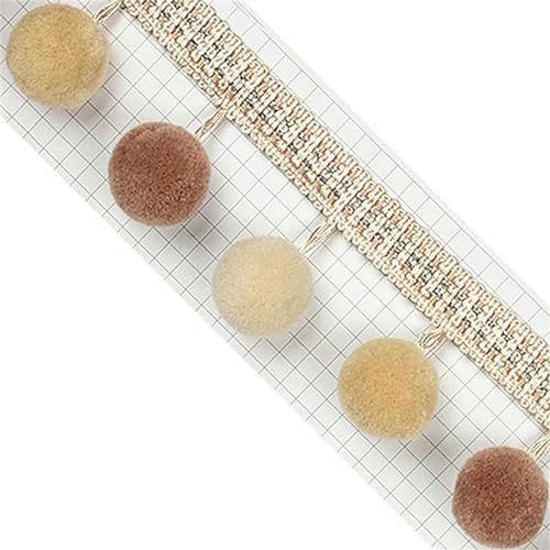 Quastenfransenbesatz, 4 Meter große Bommelborte mit Fransen, for Vorhänge, for Nähen, Quastenbälle, Pompons, Polstermöbel, Kissen, Dekoration, Basteln(8) von CTRSM