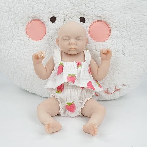 CUAIBB Ganzkörper-Silikonpuppe, 10,6 Zoll realistische beruhigende Schlaf-Baby-Puppe, Neugeborene Puppen Kleinkinder Junge Mädchen Weihnachten Geburtstag - Vollsilikon mit Kleidung von CUAIBB