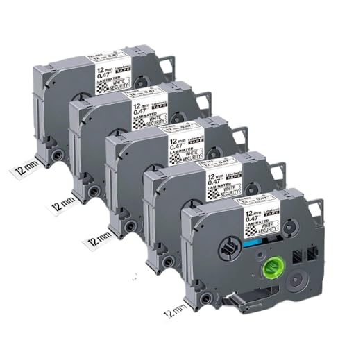 Kompatible Etiketten Kompatibel mit SE4 SE3 SE5 12 mm 18mm 24mm Sicherheitsbänder schwarz auf Weiß Kompatibel mit Etikettiererhersteller(5PK Labels) von CUAWBAPF