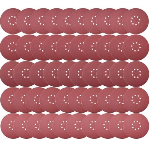 CUBEWAY Schleifpapier 225mm Klett, Schleifscheibe 50 Stück Körnung P60 225mm Schleifscheiben 8 Loch großen Schleifteller für Trockenbauschleifer Schleifgiraffe Langhalsschleifer Schleifen Giraffe von CUBEWAY