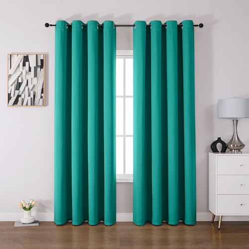 CUCRAF Verdunklungsvorhänge Thermovorhang Kälteschutz 2er Set H140 x B200cm Gardinen mit Ösen Pfauenblau Vorhang Blickdicht Weich und Langlebig Schallschutz Vorhang für Schlafzimmer Wohnzimmer CUCRAF Verdunklungsvorhänge Thermovorhang Kälteschutz 2er Set H140 x B200cm Gardinen mit Ösen Pfauenblau Vorhang Blickdicht Weich und Langlebig Schallschutz Vorhang für Schlafzimmer Wohnzimmer von CUCRAF