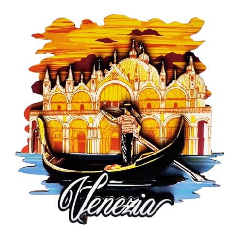 Dekorativer Kühlschrankmagnet Design Venezia Markusbasilika und Gondel 3D aus eingelegtem Holz und Epoxidharz 8 x 8 cm Dekorativer Kühlschrankmagnet Design Venezia Markusbasilika und Gondel 3D aus eingelegtem Holz und Epoxidharz 8 x 8 cm von CUCUBA