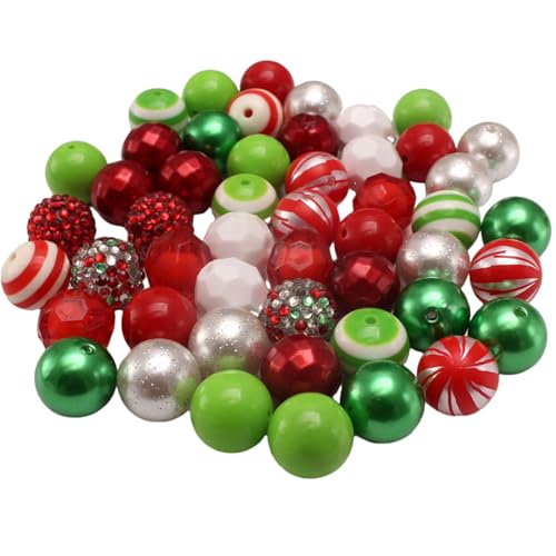 50pcs Bubble Perlen 0, 8 '' Red & Green Acryl Weihnachten Perlen mit Punkten und Streifen Festliche DIY -Weihnachtsfest für Schmuckherstellung und Dekoration 50pcs Bubble Perlen 0, 8 '' Red & Green Acryl Weihnachten Perlen mit Punkten und Streifen Festliche DIY -Weihnachtsfest für Schmuckherstellung und Dekoration von CUCUFA