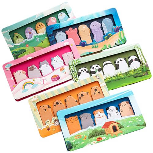 6 Set Mini Sticky Notes, 6 Styles niedliche Cartoon Animal Index Tabs, wiederverwendbare lustige beschreibbare Sticky Note Flags für Büroschule, Kawaii Notes 6 Set Mini Sticky Notes, 6 Styles niedliche Cartoon Animal Index Tabs, wiederverwendbare lustige beschreibbare Sticky Note Flags für Büroschule, Kawaii Notes von CUCUFA