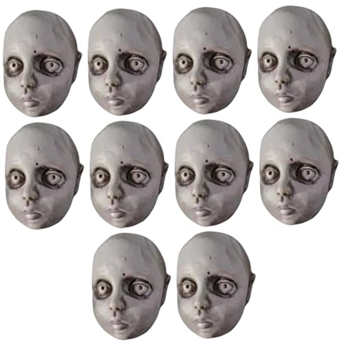 CUCUFA Puppenkopf 10pcs Halloween gruselige Puppe mit Horrorausdruck 3 Zoll Plastik Halloween Requisiten für Home Haunted House Party, gruselig von CUCUFA