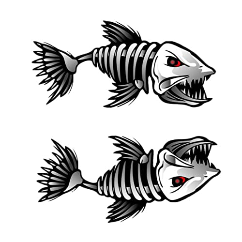 Skelettfischaufkleber Schädel Fisch Knochenschalter Skelettboot Aufkleber Angelbox Dekoration Aufkleber Fischerei Schutzbox Dekoration 15 * 12㎝, Mund von CUCUFA