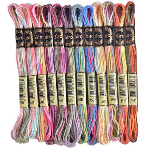 Stickereifhread, 12 Stränge variatierter Stickseide, sechs Strangfaden, Variegated Cross Stitch Floss Stickereifhread, 12 Stränge variatierter Stickseide, sechs Strangfaden, Variegated Cross Stitch Floss von CUCUFA