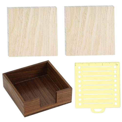 Sticky Note Halter 1 Set Walnussholz-Notepadhalter mit 2 Memo-Pad & 1 Metallschablemer von CUCUFA