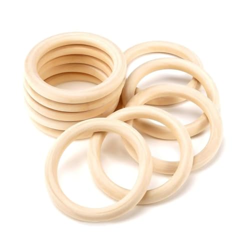 CUEMOON 10 Stück Beißring Holz, 70mm Holzringe Baby, Holzring für DIY Schmuck Basteln - Naturfarben Ringe für Kinder und Kunsthandwerk CUEMOON 10 Stück Beißring Holz, 70mm Holzringe Baby, Holzring für DIY Schmuck Basteln - Naturfarben Ringe für Kinder und Kunsthandwerk von CUEMOON