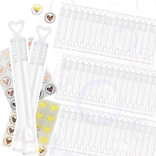 CUEMOON 100 x Seifenblasen, mit Herzgriff für Hochzeit Wedding Bubble, Spielzeug Kinder Blasen, Wedding Bubbles mit für Gastgeschenke Dekorationen, 100 kostenlose Liebesaufkleber CUEMOON 100 x Seifenblasen, mit Herzgriff für Hochzeit Wedding Bubble, Spielzeug Kinder Blasen, Wedding Bubbles mit für Gastgeschenke Dekorationen, 100 kostenlose Liebesaufkleber von CUEMOON
