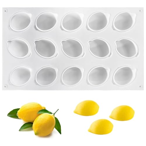 CUEMOON 15 LöCher Zitrone Formen Zitrone Desserts Form Zitrone Backwaren Form Zitronen-Silikonform zum Backen 3D Backformen DIY Seifenkerzenform für hausgemachte Seife, Kuchen, Gebäck, Kekse CUEMOON 15 LöCher Zitrone Formen Zitrone Desserts Form Zitrone Backwaren Form Zitronen-Silikonform zum Backen 3D Backformen DIY Seifenkerzenform für hausgemachte Seife, Kuchen, Gebäck, Kekse von CUEMOON